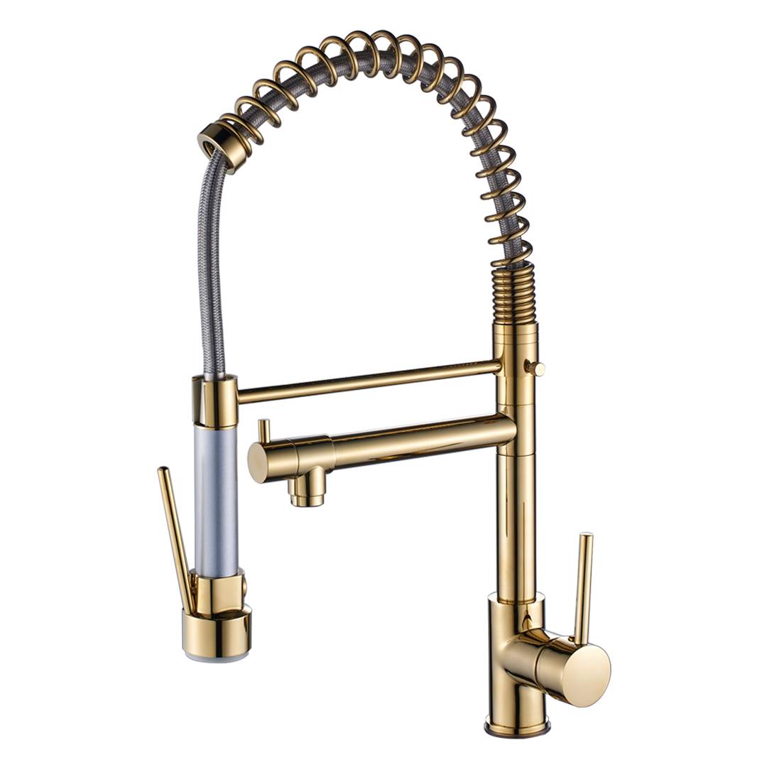 Flg 2021 Polished Torneira Robinet Zinc Alloy Brass Water Saving Pull Down Modern Rose Gold Brass Water Sink Kitchen Faucet